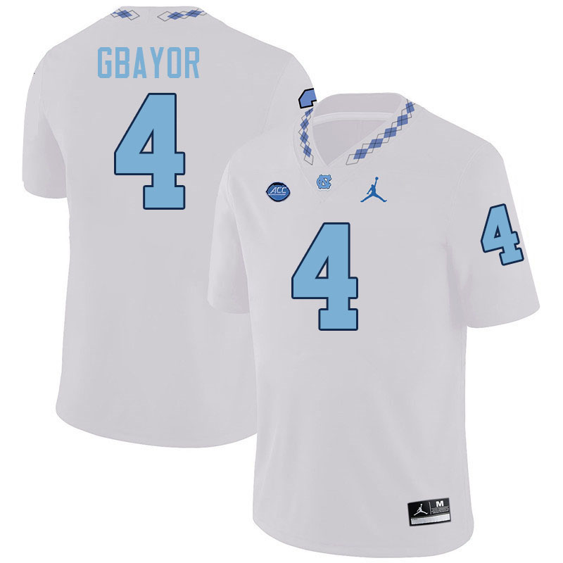 #4 Mikai Gbayor North Carolina Tar Heels College Football Jersey Stitched-White #4 Mikai Gbayor North Carolina Tar Heels College Football Jersey Stitched-White